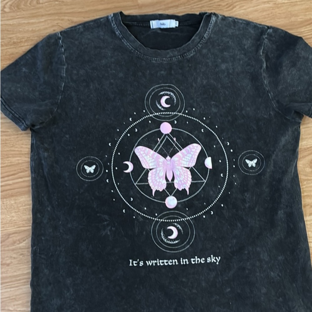 Acid wash Adika 100% cotton T-Shirt size XS very dark gray color